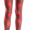 Tartan Printed Tights - Diagonal Red Tartan 5055419608090