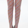 Tartan Printed Tights - Small Diagonal Red 5055419608236