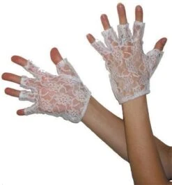 Short Fingerless Lace Gloves White
