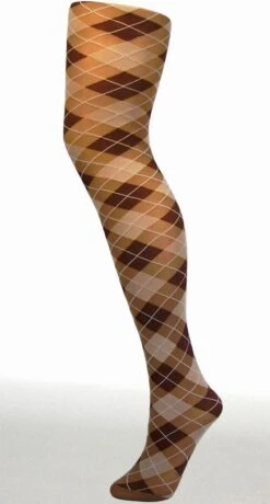 Argyle Golf Tights - Coffee (Beige & Cream) 5060251711976