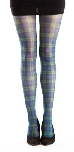 Tartan Printed Tights - Blackwatch Tartan Multi 5055419608052