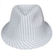 Gangster Fedora White Pinstripe Hat 9114
