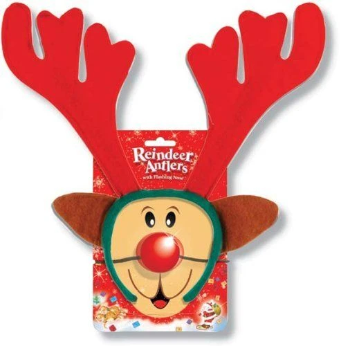 Reindeer Antlers & Flashing Nose Xmas Fancy Dress