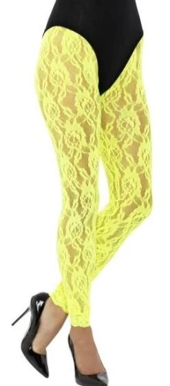 80's Lace Leggins Neon Yellow 45161