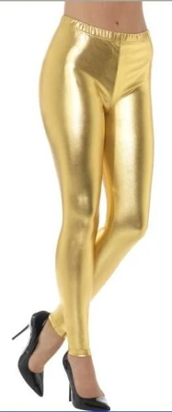 80's Metallic Disco Leggins Gold 48104