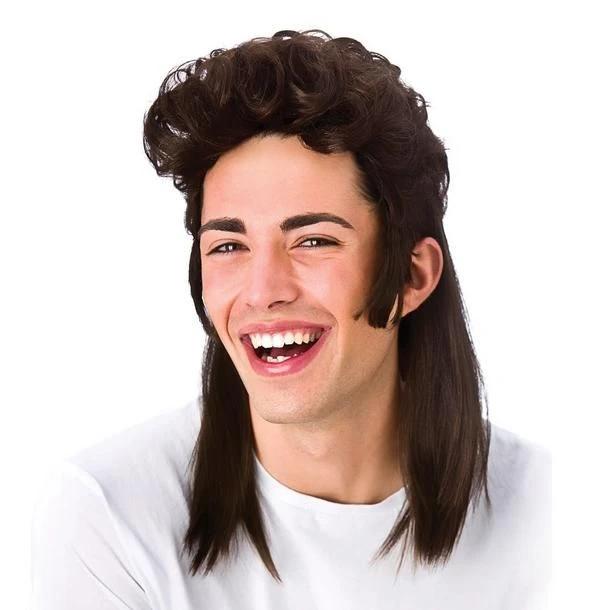 80's Mullet Brown Wig Wicked EW-8104