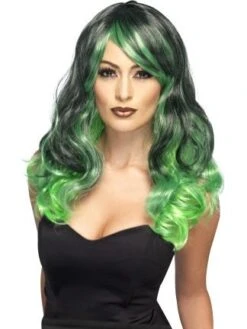 Ombre Wig Bewitching Green & Black 44257