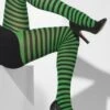 Opaque Tights Green & Black Striped 42722