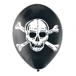 Balloon Black Skull Latex Pack Of 6