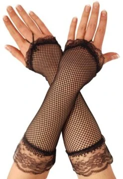Black Fishnet With Lace Gloves Henbrandt U09659
