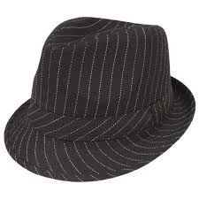 Gangster Fedora Black Pinstripe Hat AC-9113