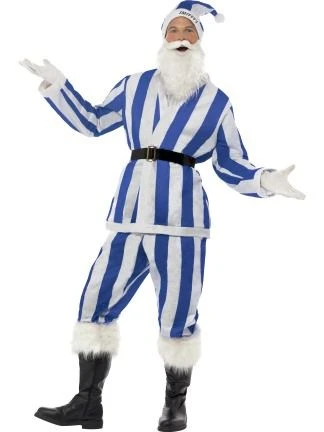 Smiffy's Supporters Santa Costume Blue & White 22670